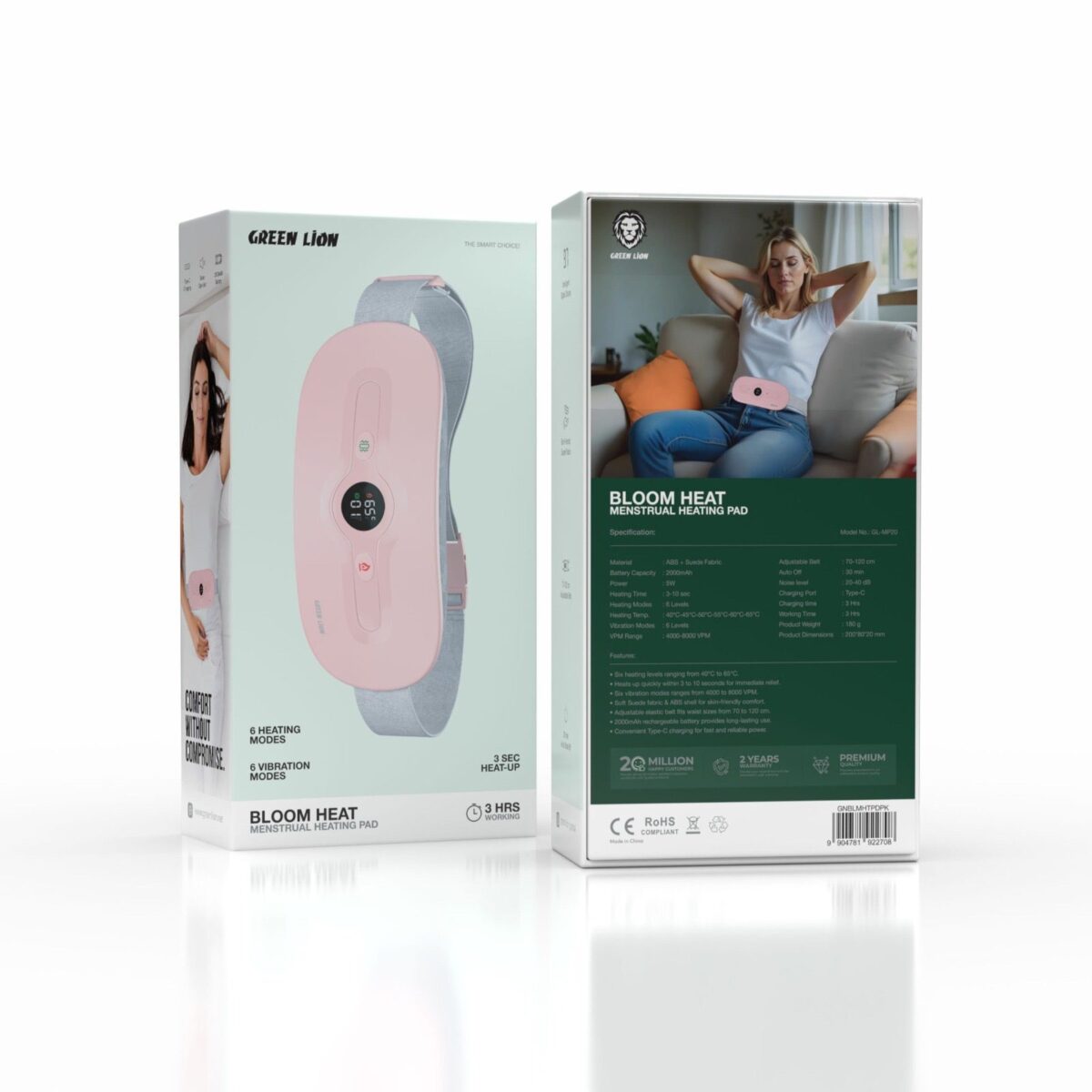 کمربند قاعدگی بلوم گرین لاین مدل Bloom Heat Menstrual Heating Pad
